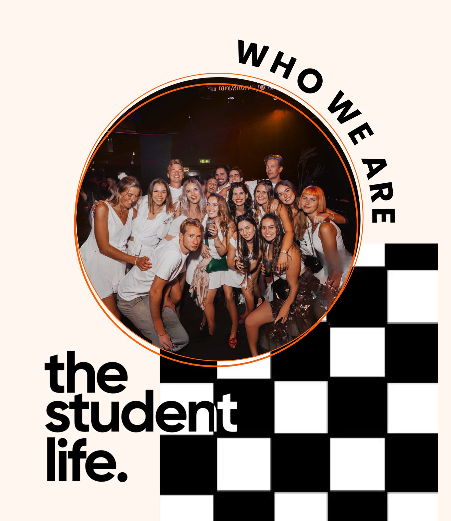 The Student Life crew at a white themed party